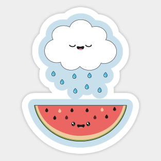 Rainy Cloud & Watermelon Sticker